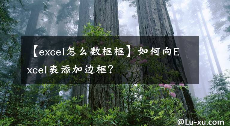 【excel怎么数框框】如何向Excel表添加边框？