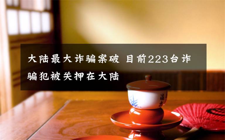大陆最大诈骗案破 目前223台诈骗犯被关押在大陆