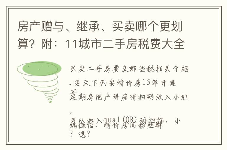 房产赠与、继承、买卖哪个更划算？附：11城市二手房税费大全