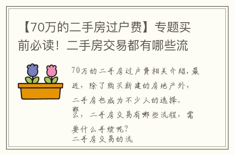 【70万的二手房过户费】专题买前必读！二手房交易都有哪些流程和税费？