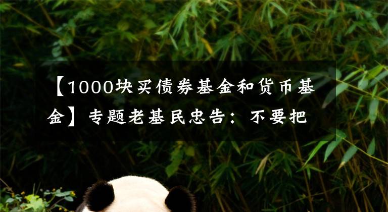 【1000块买债券基金和货币基金】专题老基民忠告：不要把鸡蛋放在同一个篮子里，一分钟了解基金组合