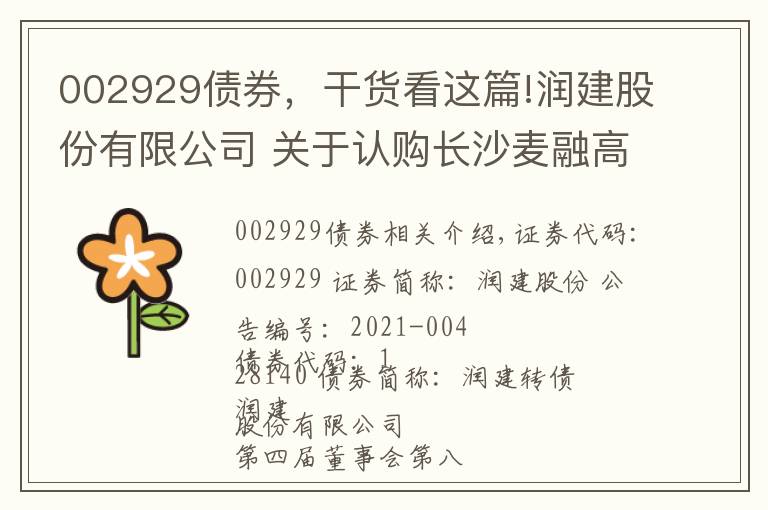 002929债券，干货看这篇!润建股份有限公司 关于认购长沙麦融高科股份有限公司 新增股份暨关联交易的公告