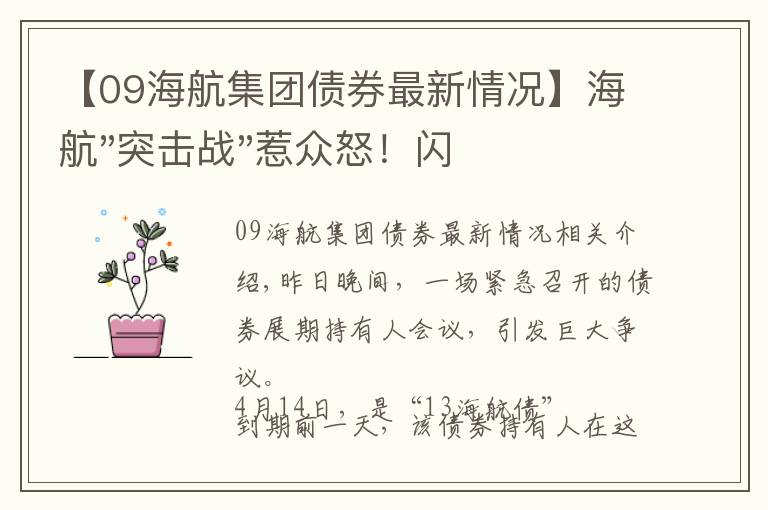 【09海航集团债券最新情况】海航"突击战"惹众怒！闪电会议"令人窒息"，深夜紧急致歉！兄弟债券盘中暴跌近40%，融资为王时代终结？