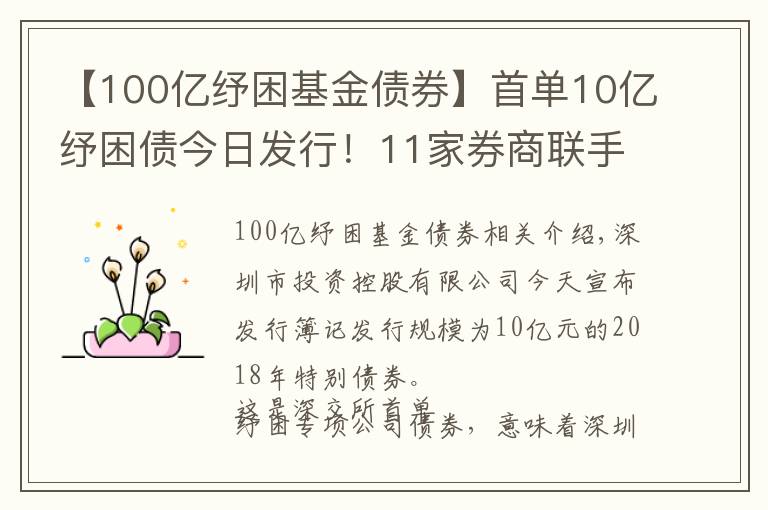 【100亿纾困基金债券】首单10亿纾困债今日发行！11家券商联手帮扶！多渠道化解股权质押风险！