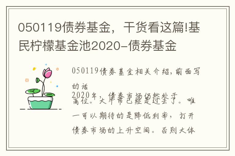 050119债券基金，干货看这篇!基民柠檬基金池2020-债券基金