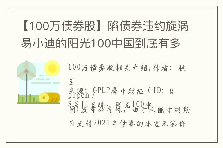 【100万债券股】陷债券违约旋涡 易小迪的阳光100中国到底有多难？