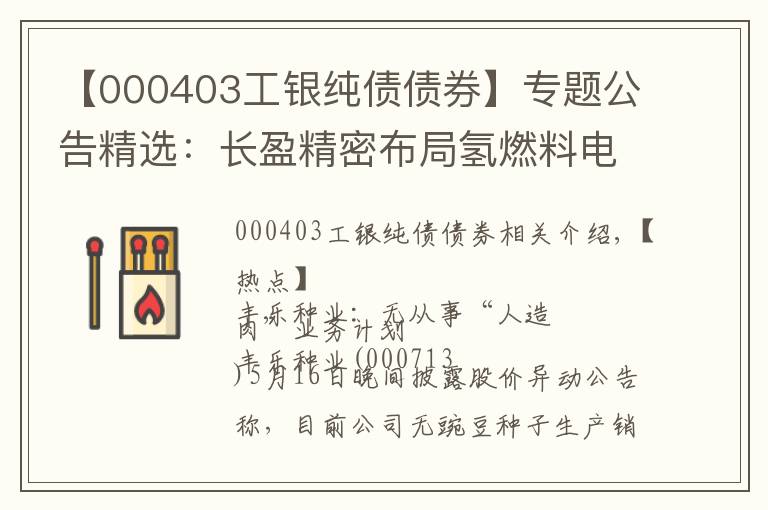 【000403工银纯债债券】专题公告精选：长盈精密布局氢燃料电池金属极板；国睿科技控股股东将变更为中电国睿