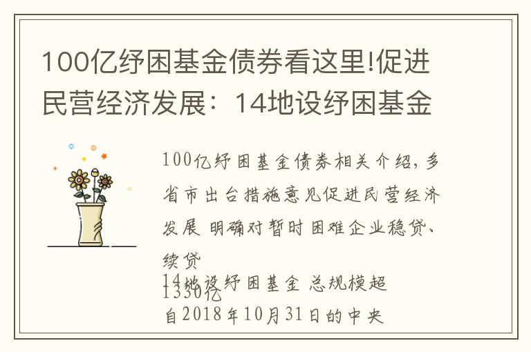 100亿纾困基金债券看这里!促进民营经济发展：14地设纾困基金 总规模超1330亿