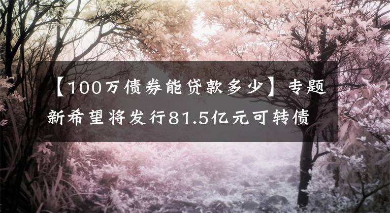 【100万债券能贷款多少】专题新希望将发行81.5亿元可转债，24.45亿元用于还银行贷款