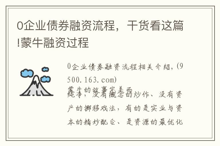 0企业债券融资流程，干货看这篇!蒙牛融资过程