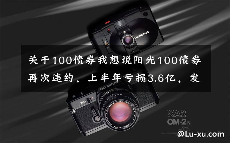 关于100债券我想说阳光100债券再次违约，上半年亏损3.6亿，发明年的盈利警告“救市”「财报时间」