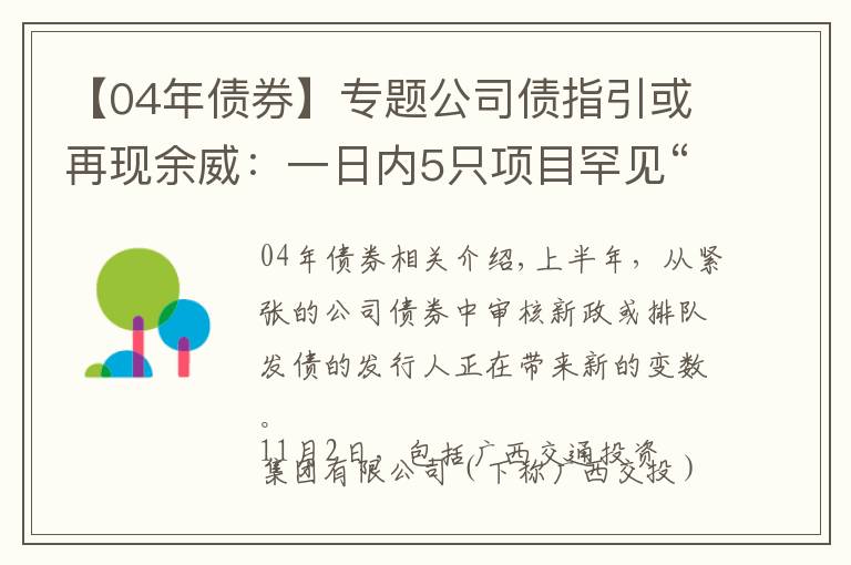 【04年债券】专题公司债指引或再现余威：一日内5只项目罕见“集体”终止审查