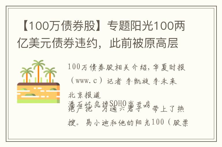 【100万债券股】专题阳光100两亿美元债券违约，此前被原高层举报19.8亿元贷款不合规「企业观察」