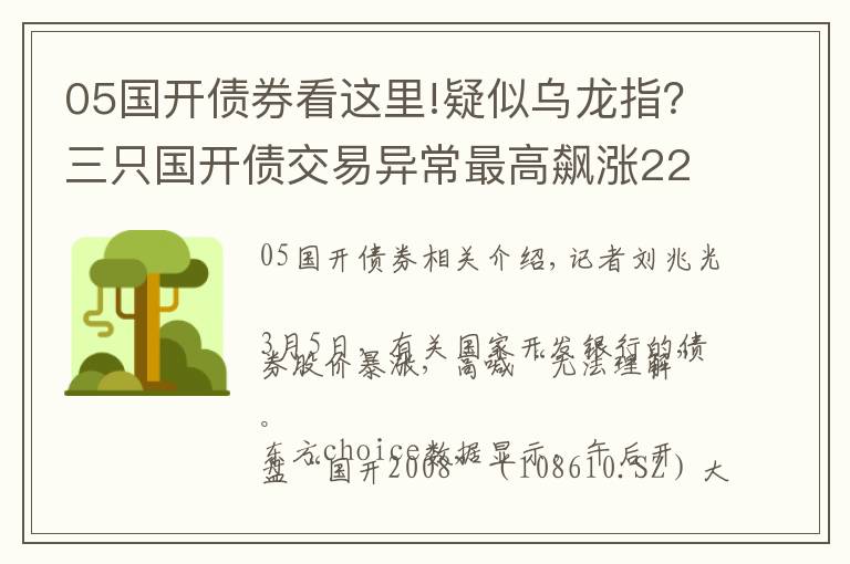 05国开债券看这里!疑似乌龙指？三只国开债交易异常最高飙涨225%，沪深交易所紧急停牌