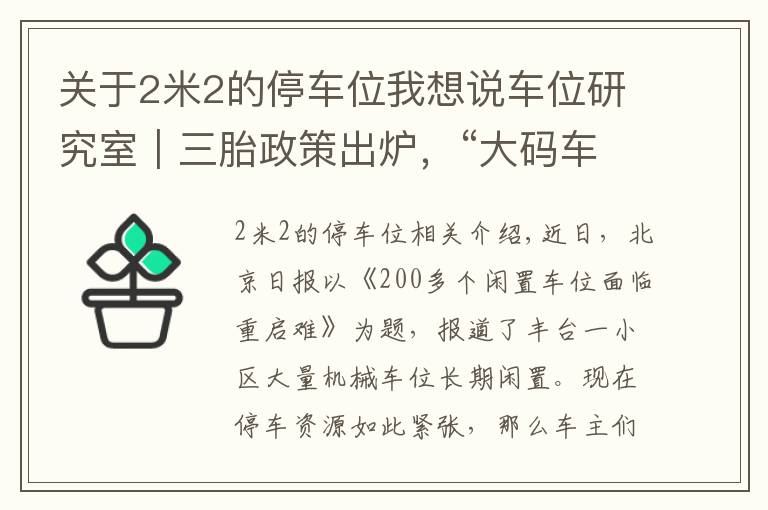 关于2米2的停车位我想说车位研究室｜三胎政策出炉，“大码车位”能成为现实吗？