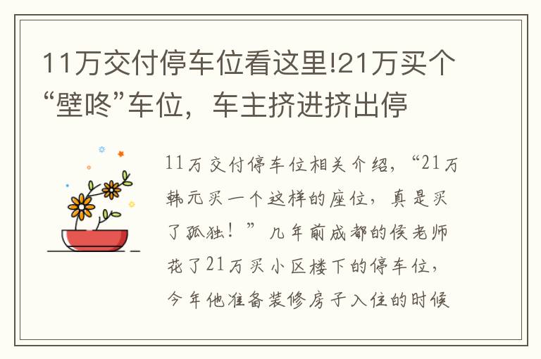 11万交付停车位看这里!21万买个“壁咚”车位，车主挤进挤出停车太难 开发商：符合最低标准