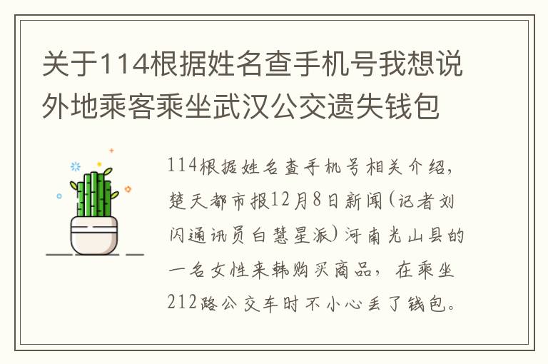 关于114根据姓名查手机号我想说外地乘客乘坐武汉公交遗失钱包，工作人员拨打114找到失主