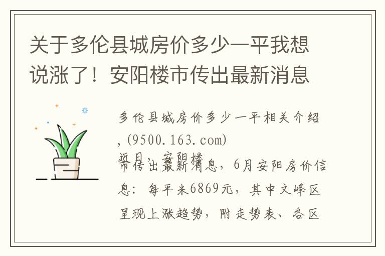 关于多伦县城房价多少一平我想说涨了！安阳楼市传出最新消息！走势图都出来了，附楼盘信息