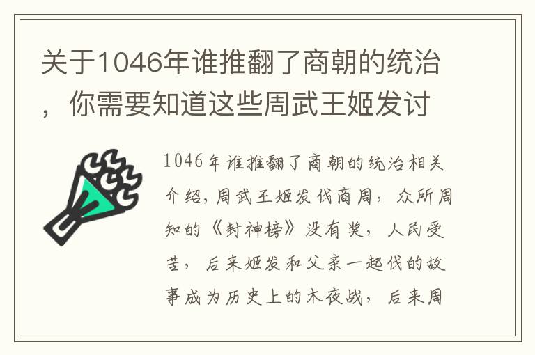 关于1046年谁推翻了商朝的统治，你需要知道这些周武王姬发讨伐商纣王 绍牧野之战立周朝