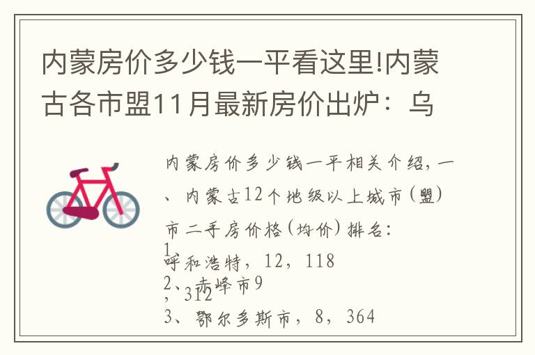 内蒙房价多少钱一平看这里!内蒙古各市盟11月最新房价出炉：乌海增速最快，呼和浩特微跌