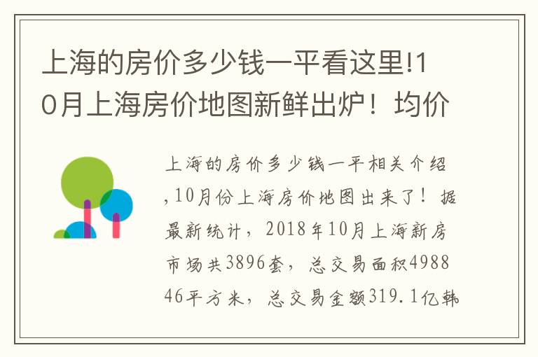 上海的房价多少钱一平看这里!10月上海房价地图新鲜出炉！均价4万内的区域只剩这些啦！