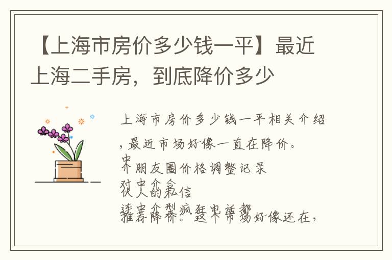 【上海市房价多少钱一平】最近上海二手房，到底降价多少