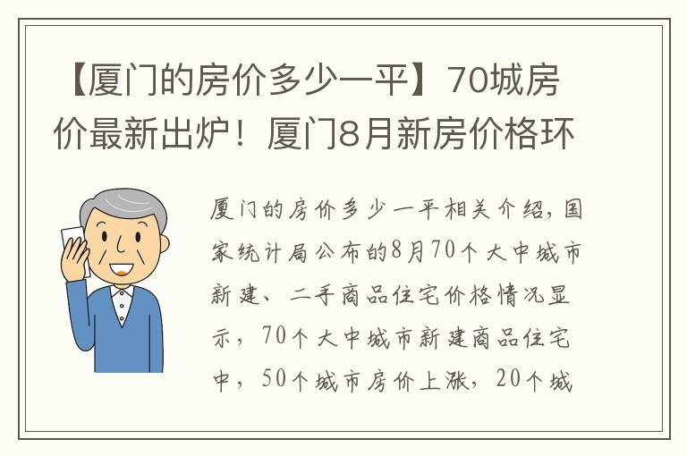 【厦门的房价多少一平】70城房价最新出炉！厦门8月新房价格环比上涨0.40%