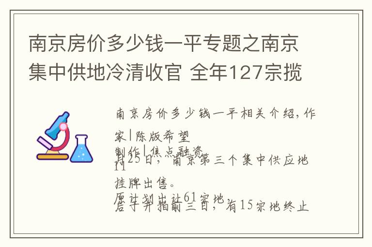 南京房价多少钱一平专题之南京集中供地冷清收官 全年127宗揽金1824亿