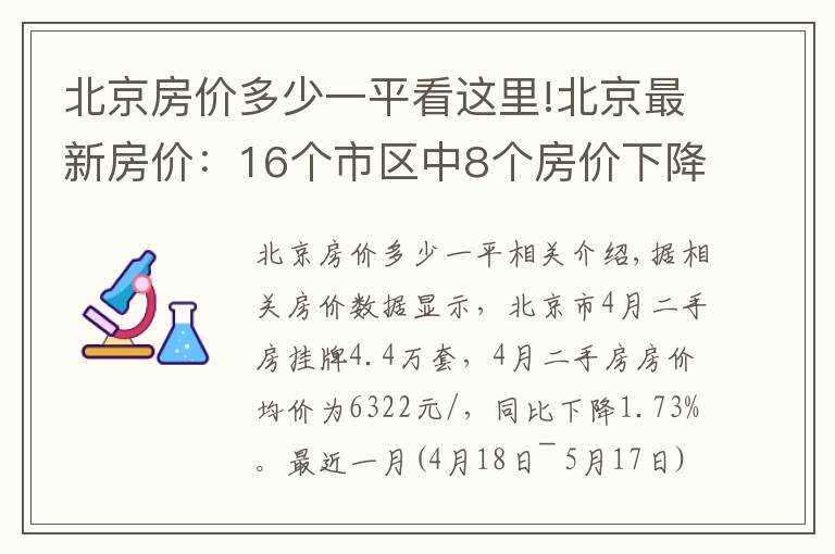 北京房价多少一平看这里!北京最新房价：16个市区中8个房价下降了，西城区降幅最大