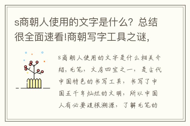 s商朝人使用的文字是什么？总结很全面速看!商朝写字工具之谜，殷墟甲骨文揭开秘密：商朝已经出现毛笔