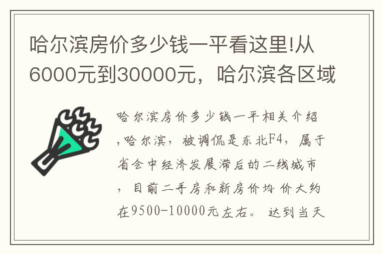 哈尔滨房价多少钱一平看这里!从6000元到30000元，哈尔滨各区域房价挺魔 幻，还有价 值洼地吗？