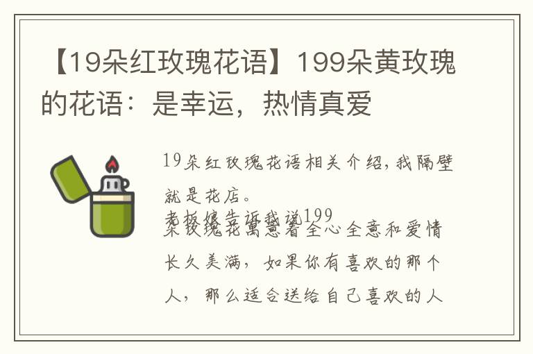 【19朵红玫瑰花语】199朵黄玫瑰的花语：是幸运，热情真爱