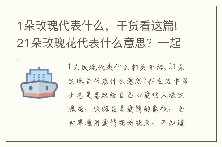 1朵玫瑰代表什么，干货看这篇!21朵玫瑰花代表什么意思？一起来了解！