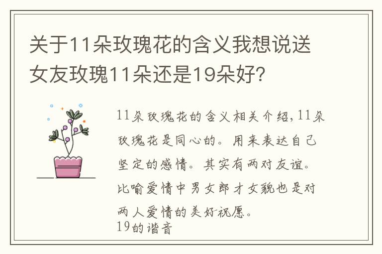 关于11朵玫瑰花的含义我想说送女友玫瑰11朵还是19朵好？