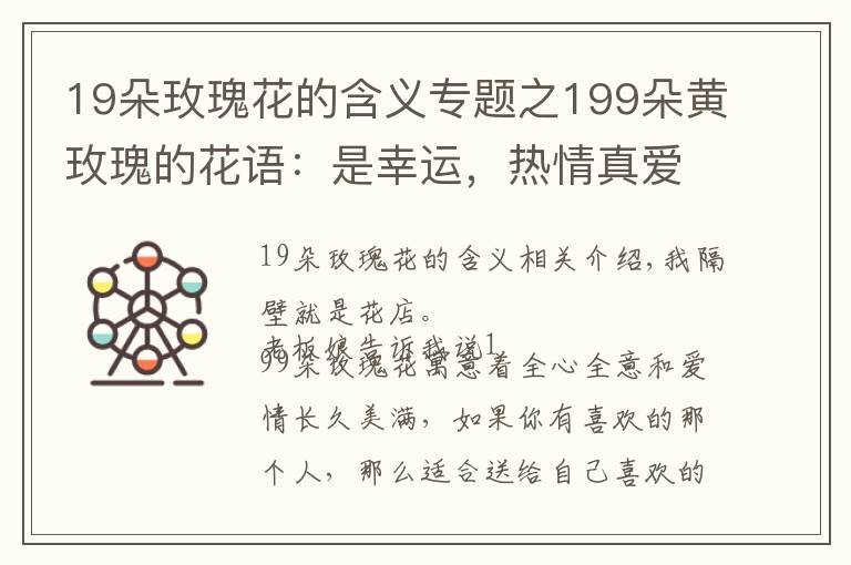 19朵玫瑰花的含义专题之199朵黄玫瑰的花语：是幸运，热情真爱