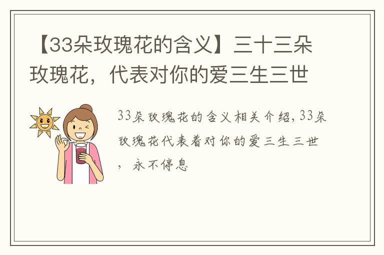 【33朵玫瑰花的含义】三十三朵玫瑰花，代表对你的爱三生三世，永不止息