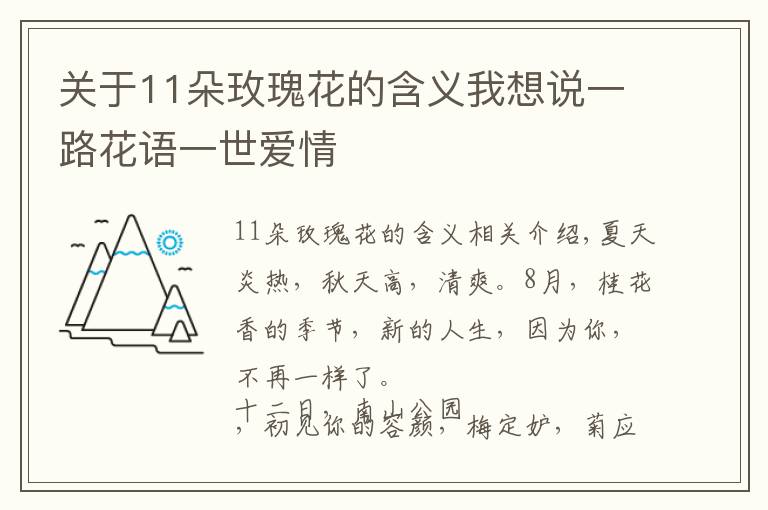 关于11朵玫瑰花的含义我想说一路花语一世爱情