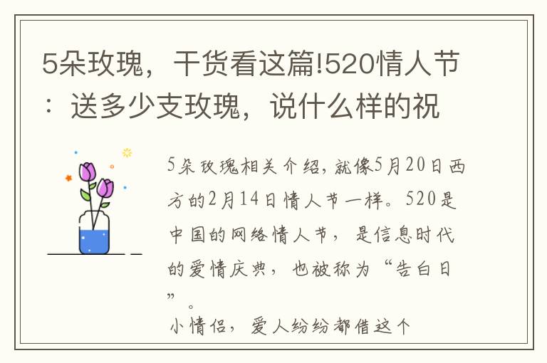 5朵玫瑰，干货看这篇!520情人节：送多少支玫瑰，说什么样的祝福语最合适？