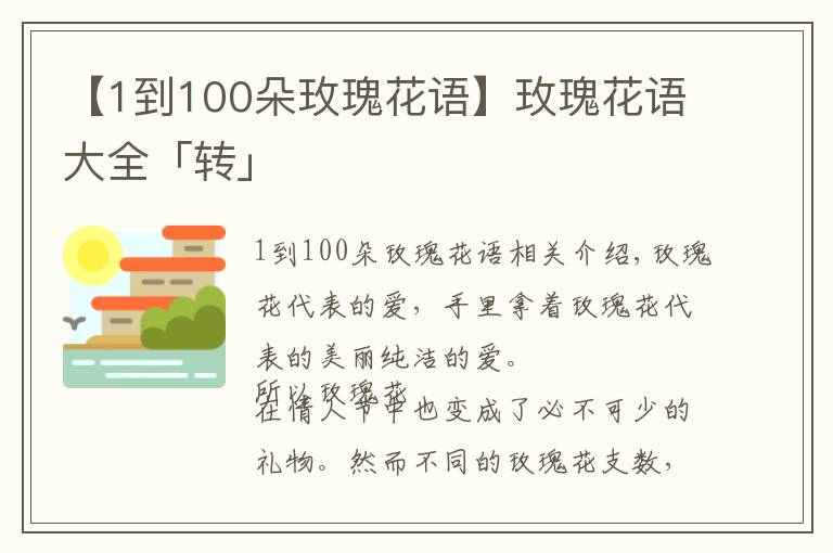 【1到100朵玫瑰花语】玫瑰花语大全「转」