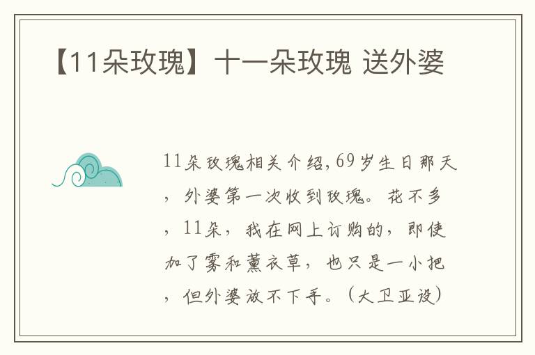 【11朵玫瑰】十一朵玫瑰 送外婆