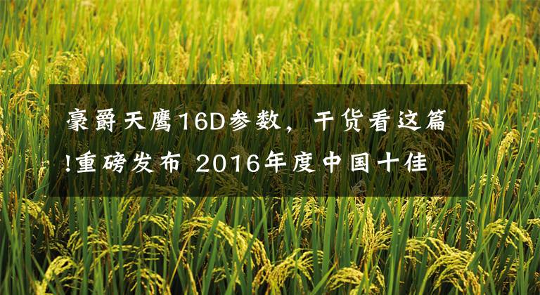 豪爵天鹰16D参数，干货看这篇!重磅发布 2016年度中国十佳摩托车