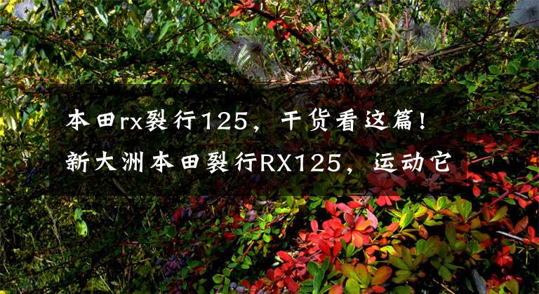 本田rx裂行125，干货看这篇!新大洲本田裂行RX125，运动它也“行”