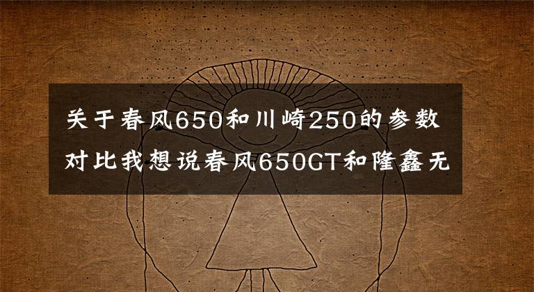 关于春风650和川崎250的参数对比我想说春风650GT和隆鑫无极500R哪个更适合新手？车友：它的优势更明显