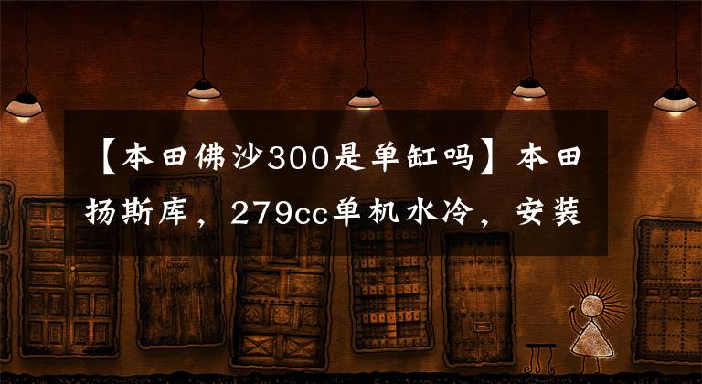 【本田佛沙300是单缸吗】本田扬斯库，279cc单机水冷，安装ABS  CBS系统，预计进口