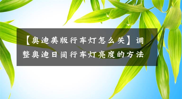 【奥迪美版行车灯怎么关】调整奥迪日间行车灯亮度的方法
