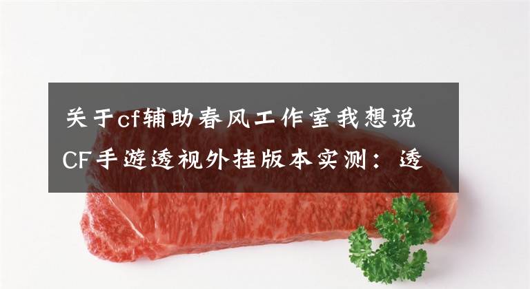 关于cf辅助春风工作室我想说CF手游透视外挂版本实测：透过箱子无视烟雾