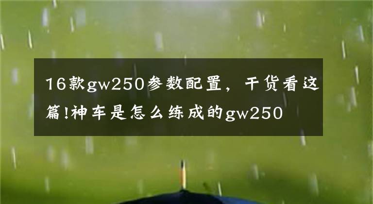 16款gw250参数配置，干货看这篇!神车是怎么练成的gw250