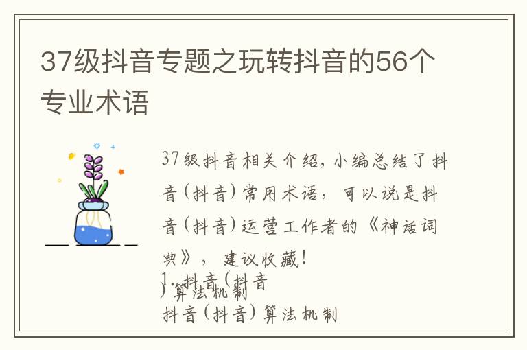 37级抖音专题之玩转抖音的56个专业术语