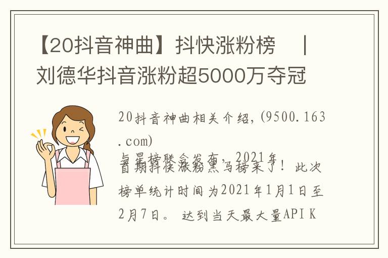 【20抖音神曲】抖快涨粉榜​ | 刘德华抖音涨粉超5000万夺冠