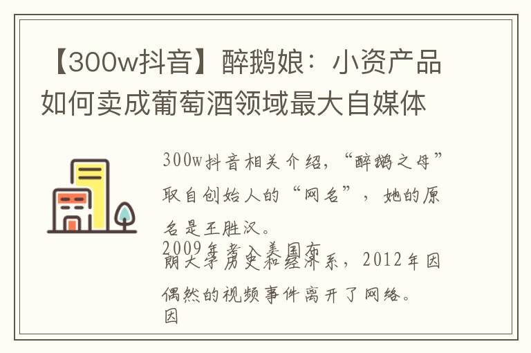 【300w抖音】醉鹅娘：小资产品如何卖成葡萄酒领域最大自媒体，实现年销2500万